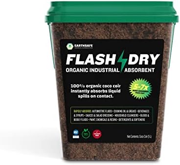 FlashDry 5 Liter Bucket of Super Spill Absorbent, 100% Organic Environmentally Friendly - for Oil, Paint, Grease and More in Garages, Kitchens, Janitor Kits, Safer and More Effective Than Clay Litter