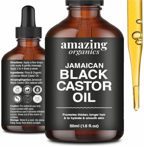 Jamaican Black Castor Oil - for Hair Growth, Body Massage Oil, Eyebrows, Eyelashes, Nail Care Grow & Moisturizing Organics Pure Cold Pressed