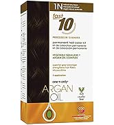 One 'n Only Argan Oil Fast 10 Permanent Hair Color Kit 1N Natural Very Black, Gray Hair Coverage ...