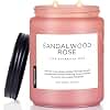 M&SENSE Sandalwood Rose Scented Candle 19.4oz 110 Hours Long Lasting Burn Natural Soy Wax Strong Scented Candle for Home, 2 Wick Home Fragrance Slow Burning Housewarming Gifts for Men Women