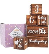 MAINEVENT Farmhouse Baby Monthly Milestone Blocks, Age Blocks for Baby Milestone, Baby Gifts for ...