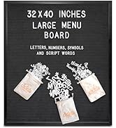 Black Felt Menu Letter Board Black Frame 32x40 Inch, Letter Board Menu, Menu Board with Letters, ...