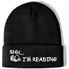 Book Lovers Gifts Hat Beanie for Women Men Funny Reading Book Themed for Readers Bookish Club Nerd Librarians Bookworms Gifts Stuffers Black