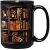 2IMT Cat Book Mug Book Lovers Gifts for Readers - Book Lover Bookish Gifts for Bookworm Women - Library Bookshelf Mug - Best Gift for Cat Lover - Reading Writer Women Black Coffee Cup 15oz