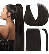 Ve Sunny Real Hair Ponytail Extension Dark Brown Ponytail Extension Human Hair Darkest Brown Pony...