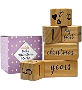 MAINEVENT Baby Monthly Milestone Blocks Complete Set, Milestone Blocks for Baby Girl, Baby Gifts ...