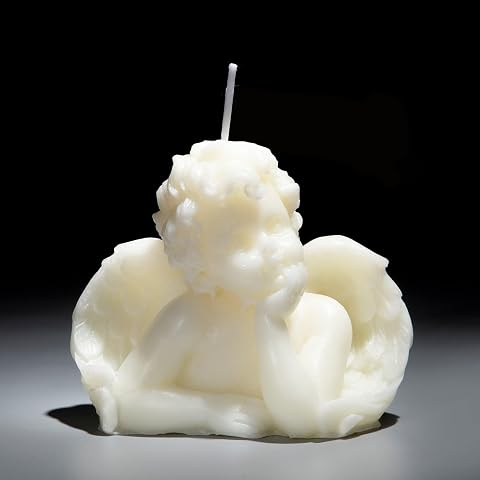 Nuanchu 2 Pieces Eclectic Angel Decor for Home Angel Candle Soy Scented Candle Wax Vegan Candle White Angel Candle Girly Home Decoration Pink Home Aesthetic for Trendy Bedroom Decorative(White)