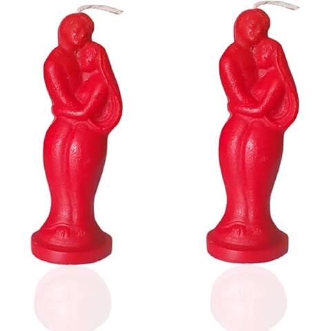 Rajasthaniartdecor Man Woman Colour Love Couple Home Décor Candle Size 5.5 Inches (Red Pack of 2), Red,pink (RADC002-V)