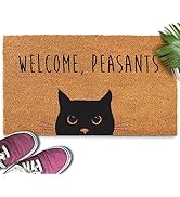 Welcome Peasants Cat Doormat 30x17 Inch, Black Cat Door Mat, Funny Welcome Mats Outdoor Funny, Bl...