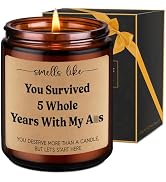 LEADO 5th Wedding Anniversary Candle - 5 Year Marriage Wood Themed Gifts for Husband Wife, 5 Year...