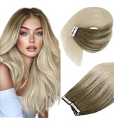 Ve Sunny Tape in Hair Extensions Human Hair Ombre Blonde Tape ins Human Hair Extensions Brown to ...
