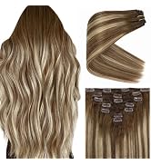 Ve Sunny Clip in Hair Extensions Brown Human Hair Clip in Extensions for Women Clip in Extensions...