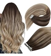 Ve Sunny Ombre Tape in Extensions Brown to Blonde Hair Extensions Real Human Hair Tape ins Balaya...