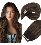 Ve Sunny Brown Tape in Hair Extensions Human Hair Seamless Hair Tape in Extensions Dark Brown Mix...