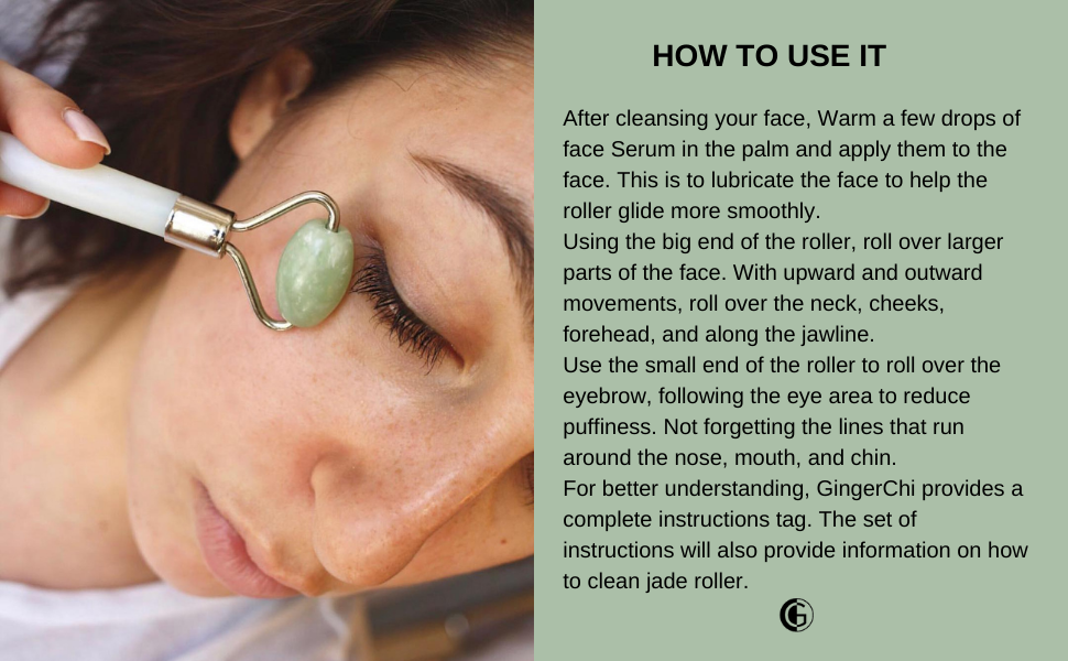 GingerChi Jade Roller for Skin Care Face Sculpting Tool Jawline Shaper Gua Sha Facial Tools