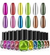 Glamonade Metallic Nail Polish Set Fingernail : Chrome Mirror Holographic Nail Polish Kit Quick A...