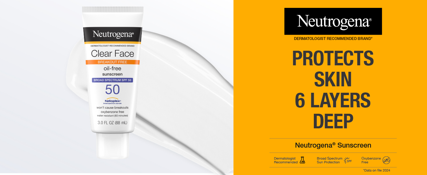Neutrogena Protects skin 6 layers deep, neutrogena sunscreen for face, face sunscreen