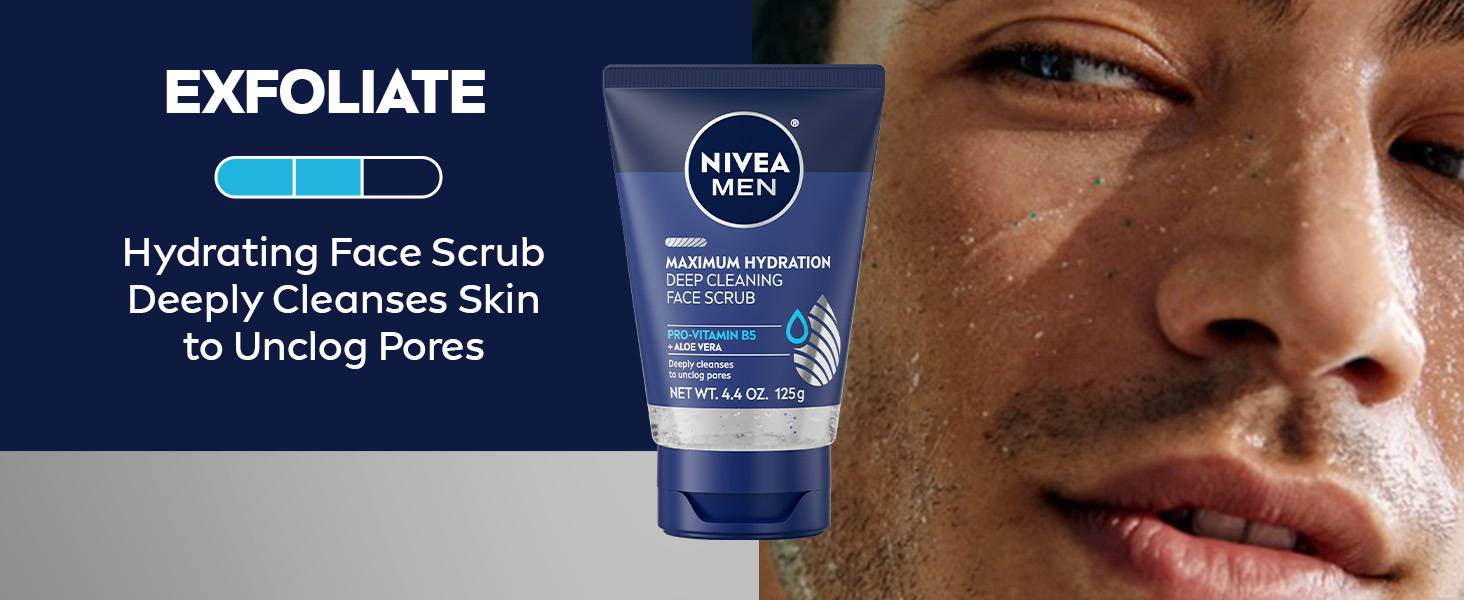 Exfoliate: Hydrating face scrub deeply cleanses skin to unclog pores