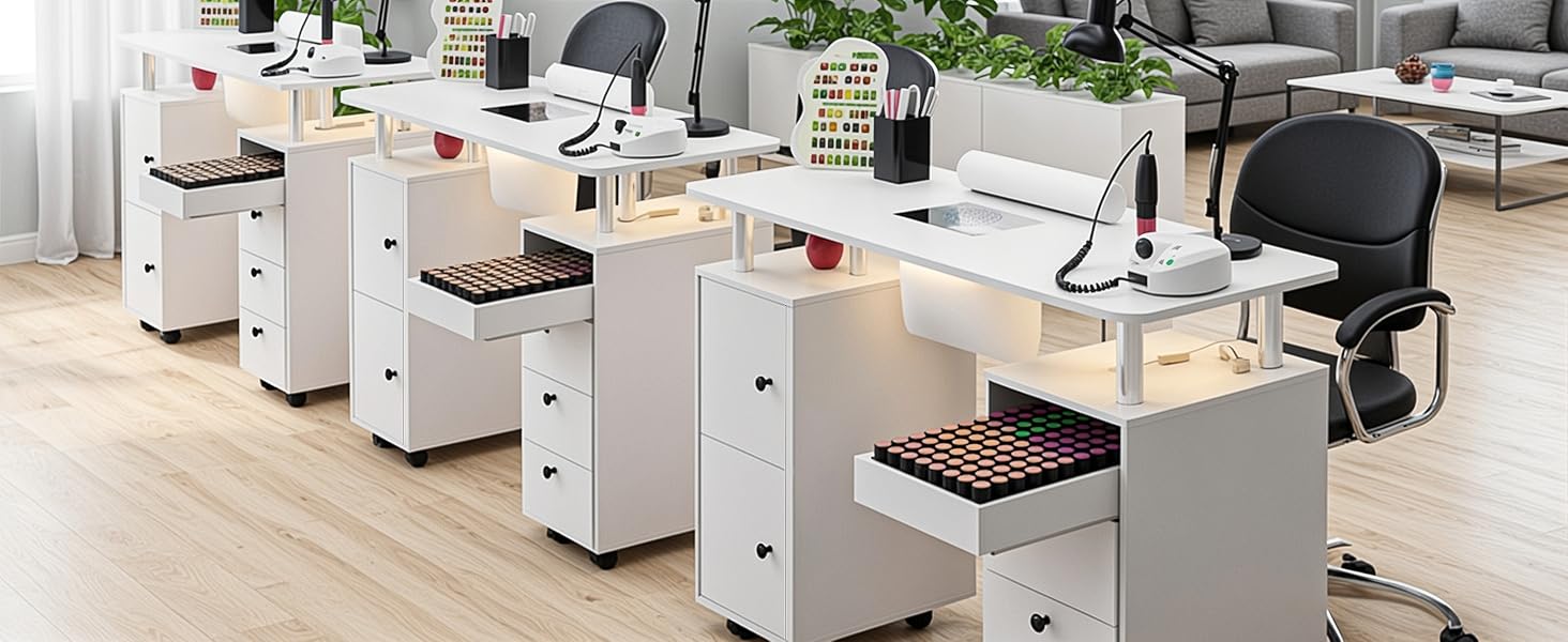 salon station,nail salon table, nail tech desk, nail tech table, manicure table nail station