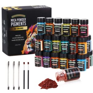 24 Vibrant Colors Mica Powder Set 10g Bottles Natural Pigment for Epoxy Resin and Soap Crafting