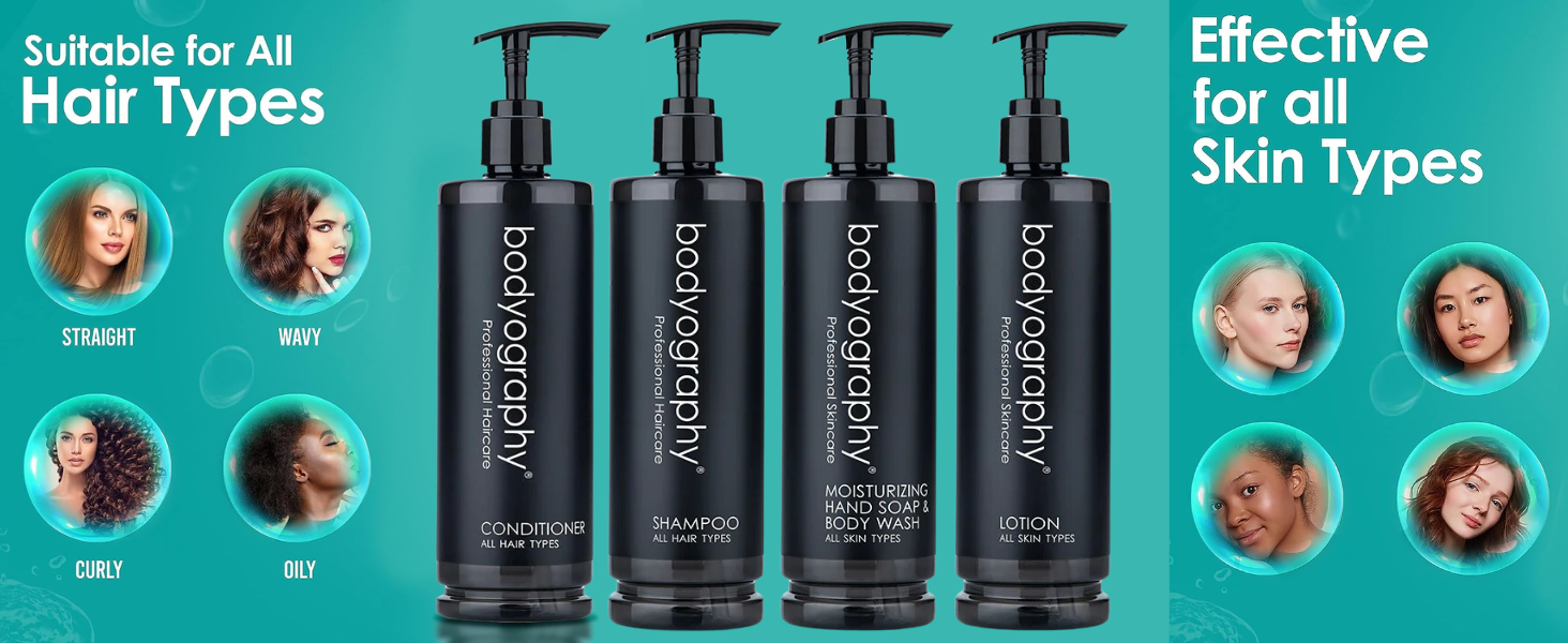 bodyography lotion hand soap shampoo conditioner set body wash hotel travel size bottle