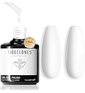 Modelones Gel Nail Polish, 1 Pcs 15 ML White Gel Nail Polish Soak Off Pastel Summer U V Gel Polis...