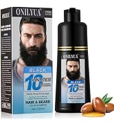 Black Beard Dye for Men, Beard Dye Shampoo & Hair Dye Shampoo 2-in-1, Beard Dye Black for Natural...