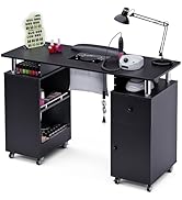 HolaiNail Manicure Table, Nail Desk Nail Tech Table with Dust Collector, Arm Rest, Wheels, Drawer...