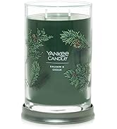 Yankee Candle Balsam & Cedar Scented, Signature 20oz Large Tumbler 2-Wick Candle, Over 60 Hours o...