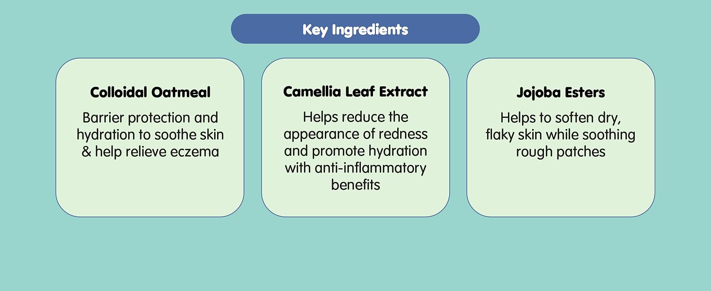 All Over Ointment Key Ingredients are Colloidal Oatmeal, Camellia Leaf Extract, and Jojoba Esters