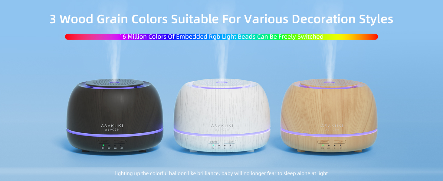 ASAKUKI 300ml essential oil diffuser with 10pcs*10ml essential oil