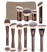 MAANGE Makeup Brush Set 10 Pcs Makeup Brushes with Zipper Bag, Double-End Multi-functional Make U...