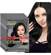 Herbishh Travel Pack Hair Dye Color Shampoo in Sachet + 1pc Argan Hair Mask Sachet (Black, 5 sach...