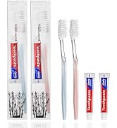HQSLsund 100 pcs Disposable Toothbrushes with Toothpaste Individually Wrapped, 2 Color Toothbrush...