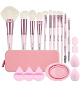 MAANGE 11pcs Professional Makeup Brush Set with Silicone Brush Bag, 20pcs Makeup Tools Kit - Incl...