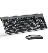 Wireless Keyboard and Mouse Ultra Slim Combo, TopMate 2.4G Silent Compact USB 2400DPI Mouse and S...