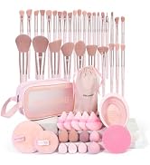 MAANGE Makeup Brush Set 49 Pcs Makeup Tool Set Premium Synthetic Foundation Powder Concealers Eye...