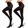 WAKUNA 2 Pairs Pantyhose Opaque Tights 40D Resistant Control Top（Black,Medium