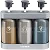 Shampoo and Conditioner Dispenser Shower Soap Dispenser 3 Chamber No Drill Shampoo Dispense for Shower Wall Mounted Shower Shampoo Dispenser 3 Chamber for Bathroom Hotel 3 * 13.37 fl.oz Sliver
