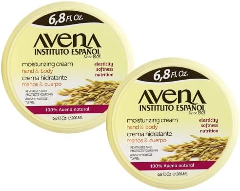 Avena Instituto Espanol, Moisturizing Cream, Hand & Body, Revitalizes and Protects your Skin, 2-Pack Of 6.8 FL Oz each, 2 Jars