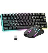 RedThunder 60% Wireless Gaming Keyboard & Mouse Combo with Rechargeable Battery, Ultra-Compact Sm...