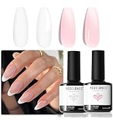 modelones Gel Nail Polish Set, 2 PCS 15 ML French Manicure White Pink Jelly Gel Polish Soak off U...