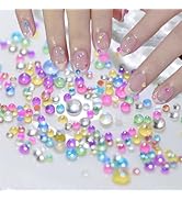 200Pcs Colorful Bubble Beads Mermaid Nail Art Charms Aurora Pearls Candy Caramel Stone Mix Nail A...