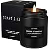 Craft & Kin Premium Smoke & Vanilla Candle | Black Fall Scented Candles for Men | Long Lasting with 45 Hour Burn Time, 7.6oz | Made with Soy | Aromatherapy at Home | Gifts for Men