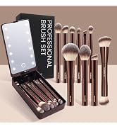 MAANGE 10 Pcs Makeup Brush Set Double-ended Kabuki Brush Travel Makeup Brushes for Foundation Pow...