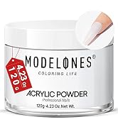 MODELONES 4.23oz White Nail Acrylic Powder Professional Big Capacity Nail Art Powder for Nail Ext...