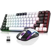 RedThunder K84 Wireless Keyboard and Mouse Combo, LED Rainbow Backlit Rechargeable Battery, 75% L...