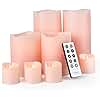 FURORA LIGHTING Pink Real Wax Flameless Candles with Remote and Timer, 4 Pillars and 4 Votives Pack of 8, LED Flickering Candles for Home Décor, Battery Included