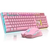 RedThunder K10 Wireless Gaming Keyboard and Mouse Combo, LED Backlit Rechargeable 3800mAh Battery...