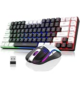 RedThunder K84 Wireless Keyboard and Mouse Combo, Rainbow Backlit Rechargeable Battery, 75% Layou...